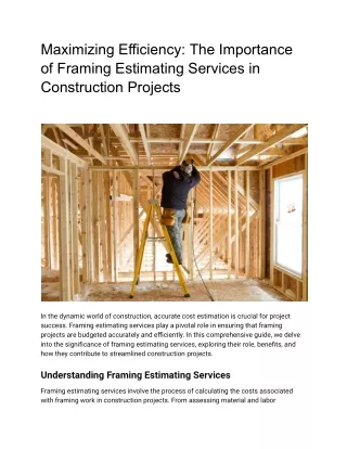 Maximizing Efficiency_ The Importance of Framing Estimating Services in Construction Projects