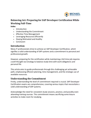 Balancing Act Preparing for SAP Developer Certification While Working Full-Time