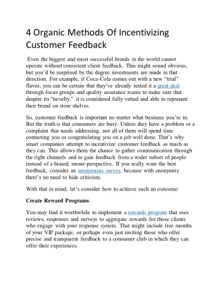 4 organic methods of incentivizing customer