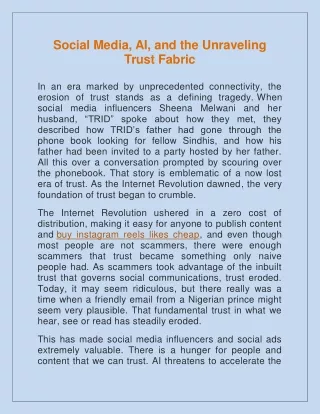 Social Media, AI, and the Unraveling Trust Fabric