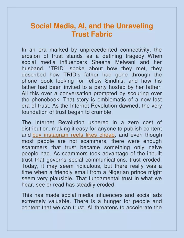 social media ai and the unraveling trust fabric