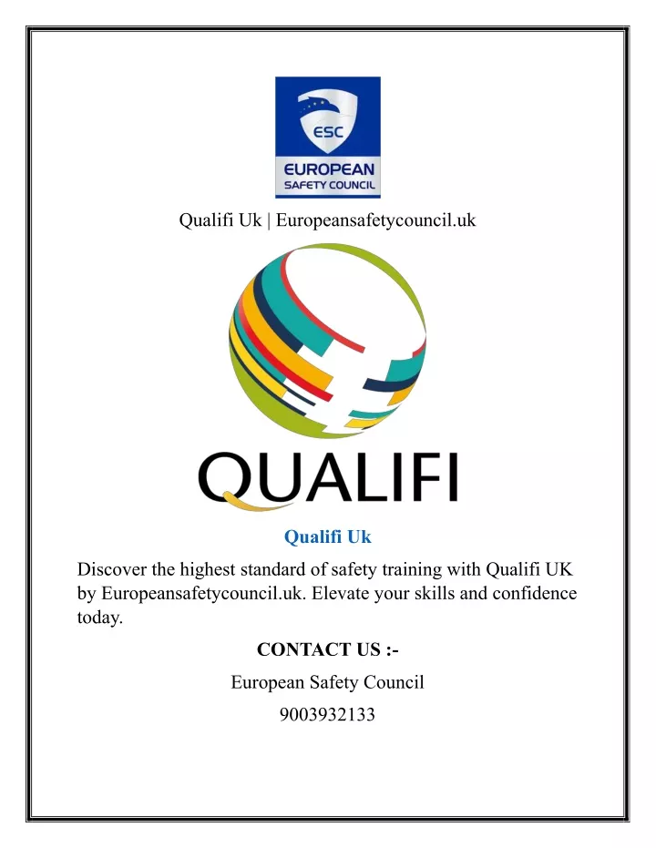 qualifi uk europeansafetycouncil uk