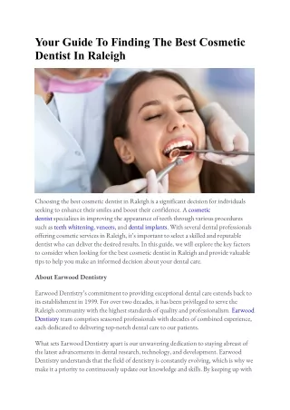 Achieve Your Ideal Smile with Cosmetic Dentist in Raleigh