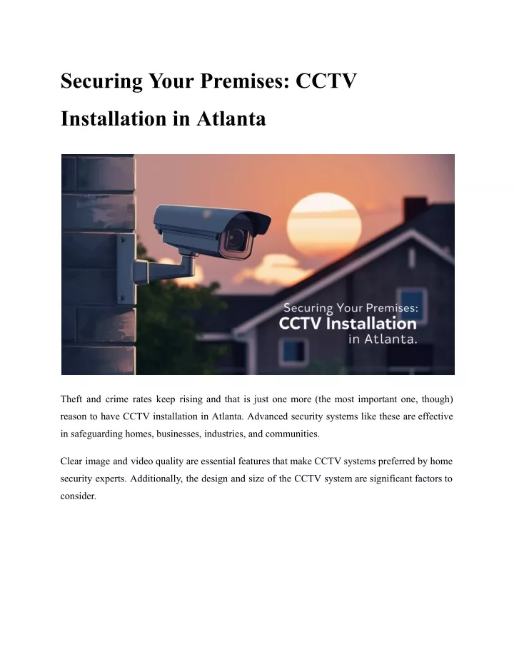 securing your premises cctv