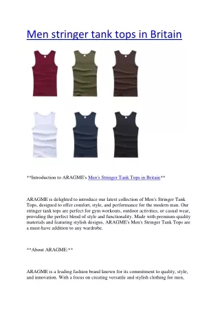 Men stringer tank tops in Britain