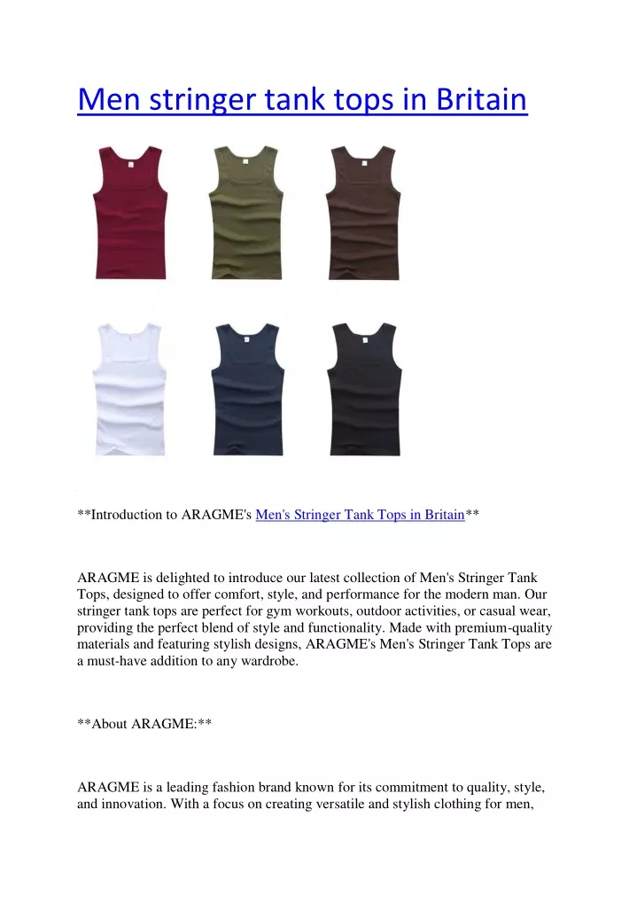 men stringer tank tops in britain