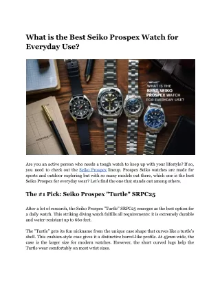 What is the Best Seiko Prospex Watch for Everyday Use