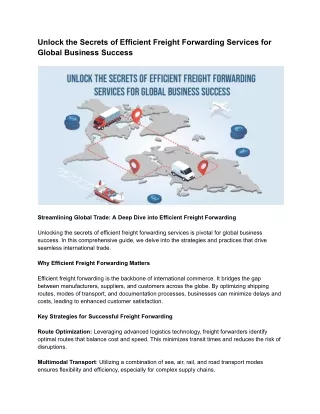 Unlock the Secrets of Efficient Freight Forwarding Services for Global Business Success