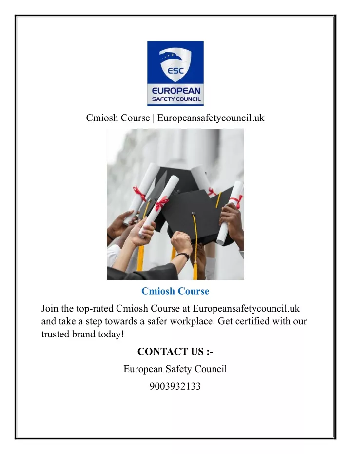 cmiosh course europeansafetycouncil uk