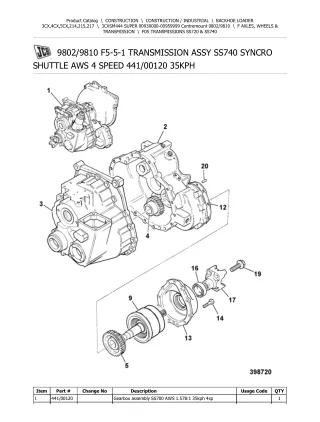 JCB 3CX SM444 SUPER BACKOHE LOADER Parts Catalogue Manual (Serial Number 00930000-00959999)