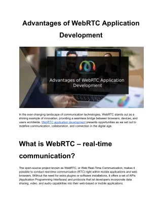 Advantages of WebRTC Application Development
