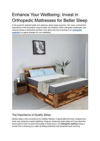 Enhance Your Wellbeing_ Invest in Orthopedic Mattresses for Better Sleep