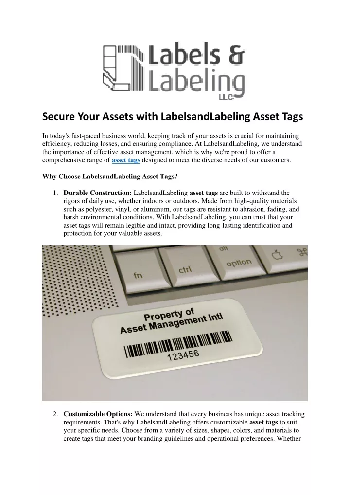 secure your assets with labelsandlabeling asset