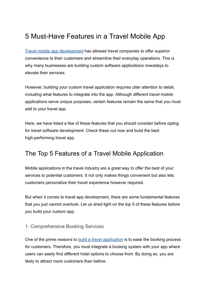 5 must have features in a travel mobile app