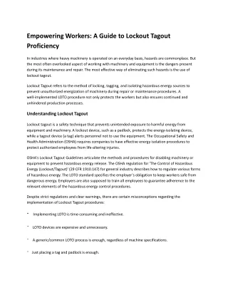 Empowering Workers_ A Guide to Lockout Tagout Proficiency