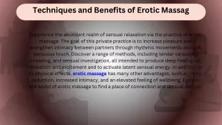 Techniques and Benefits of Erotic Massage