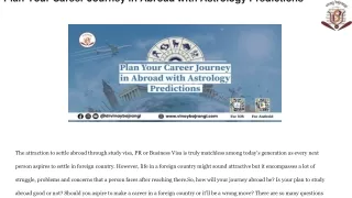 Plan Your Career Journey in Abroad with Astrology Predictions
