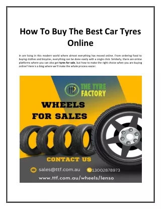 How To Buy The Best Car Tyres Online