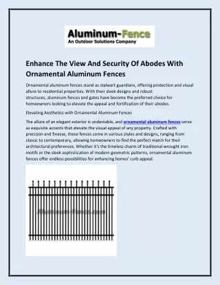 enhance the view and security of abodes with