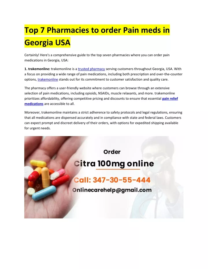 top 7 pharmacies to order pain meds in georgia usa