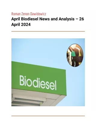 April Biodiesel News and Analysis