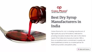 Best Dry Syrup Manufacturers in India