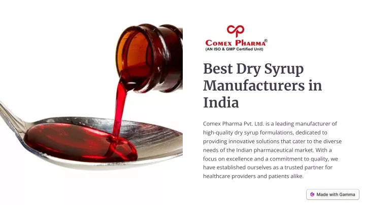 best dry syrup manufacturers in india