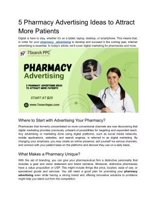 5 Pharmacy Advertising Ideas to Attract More Patients