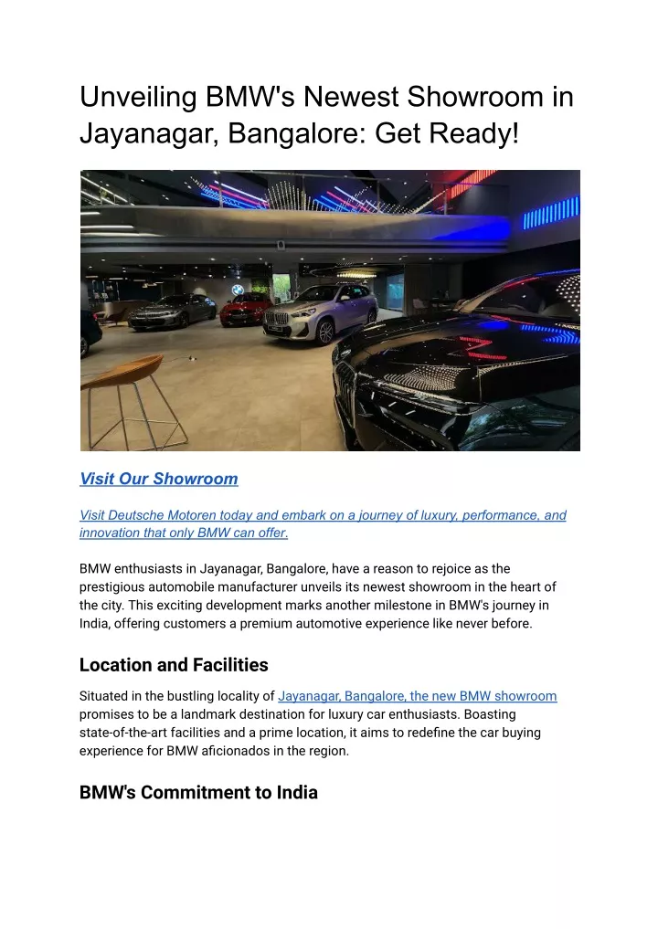 unveiling bmw s newest showroom in jayanagar