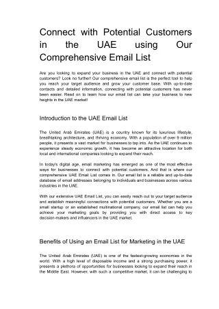 Connect with Potential Customers in the UAE using Our Comprehensive Email List