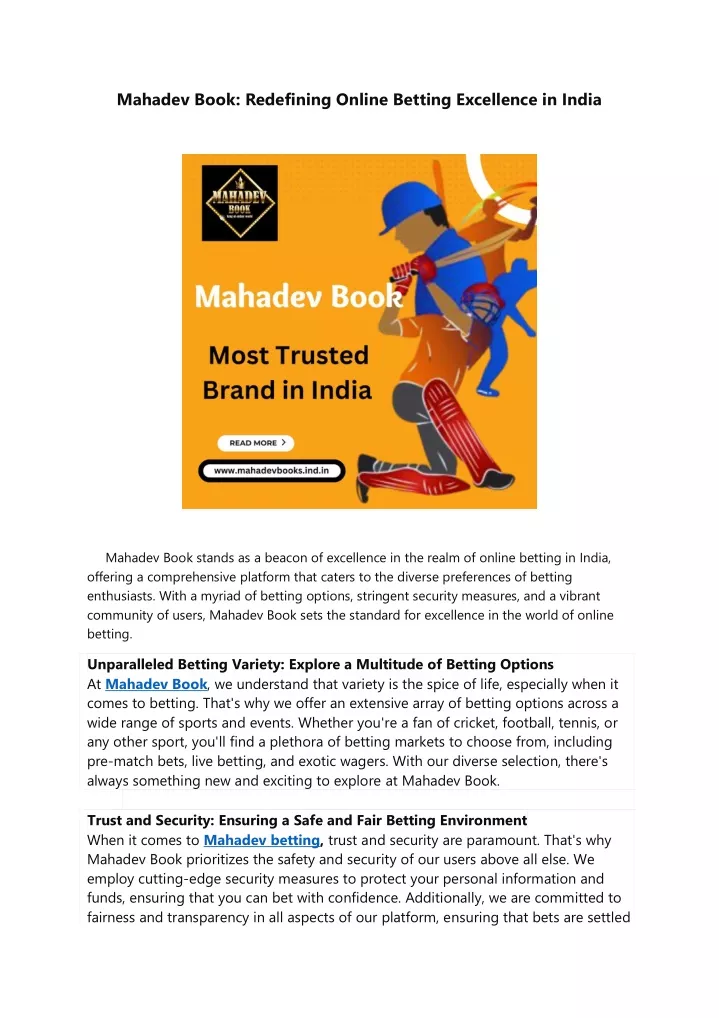 mahadev book redefining online betting excellence