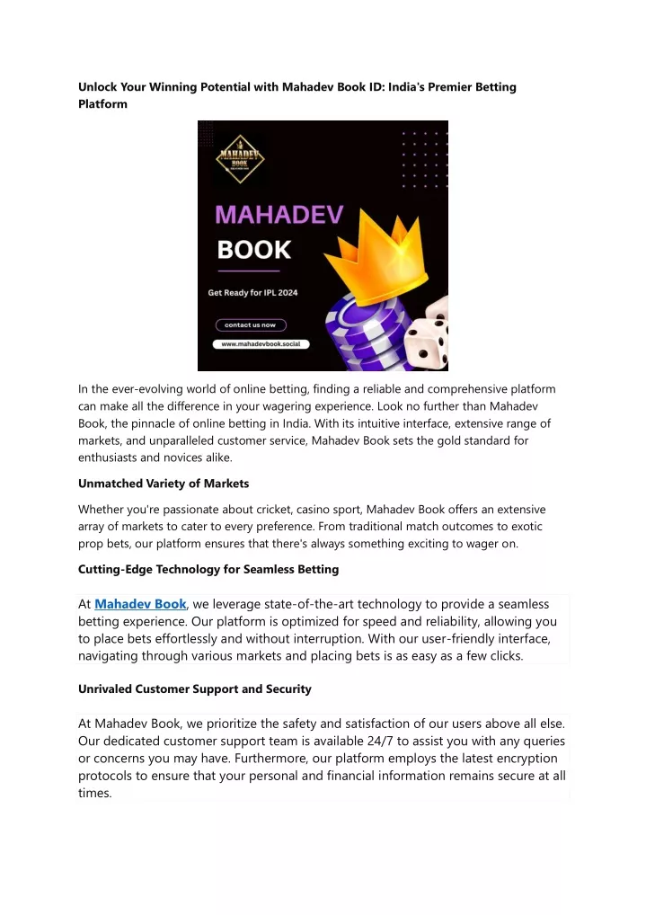 unlock your winning potential with mahadev book