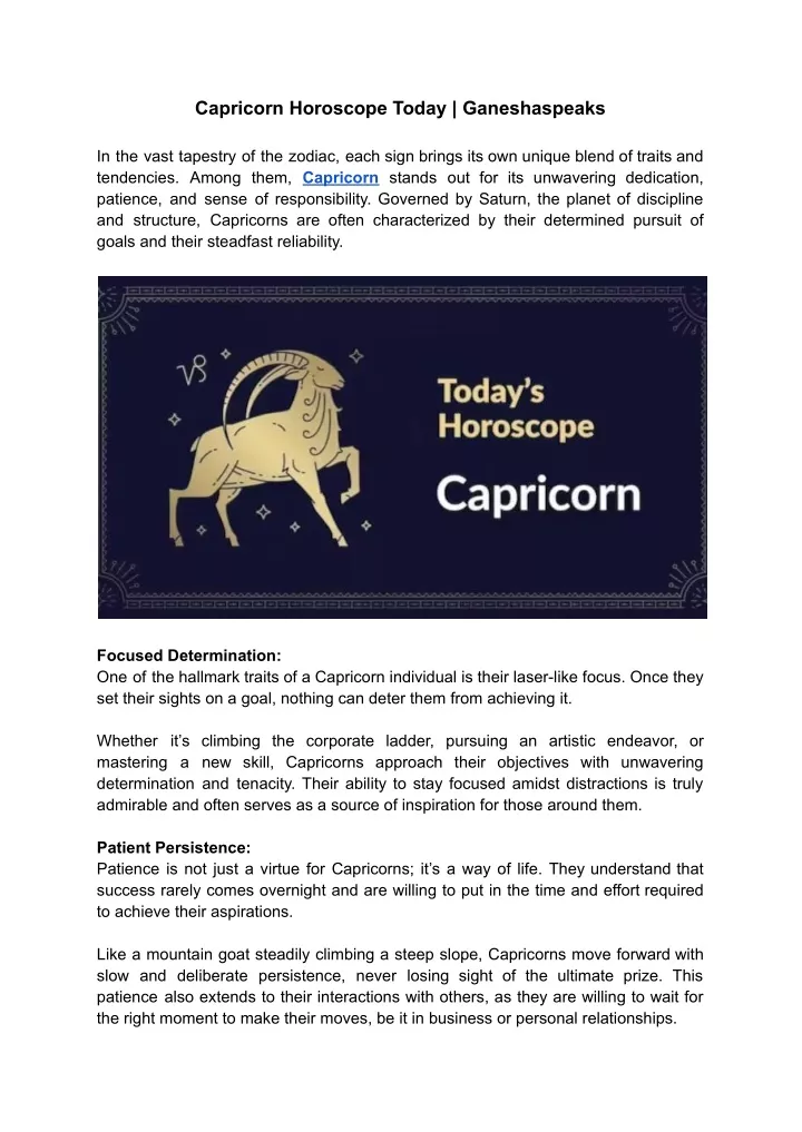 capricorn horoscope today ganeshaspeaks