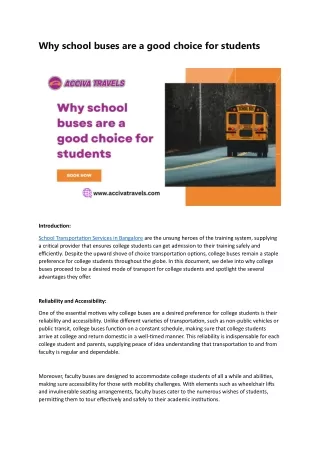 Why school buses are a good choice for students