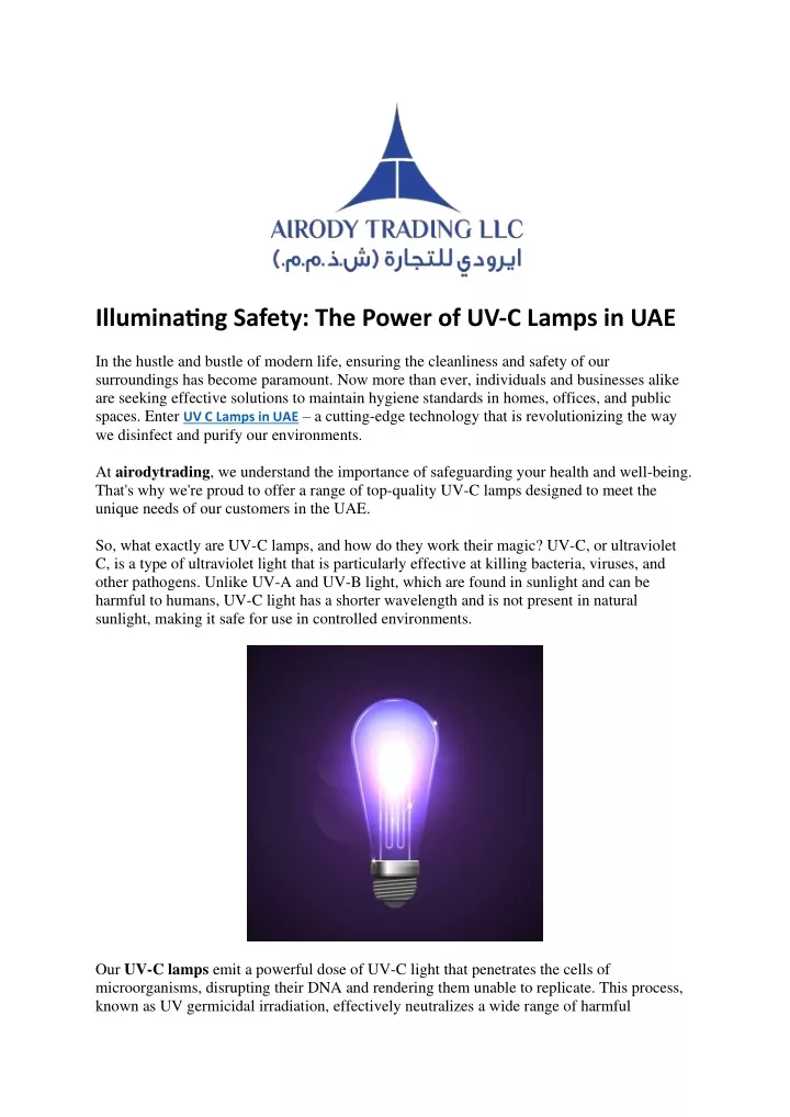 illuminating safety the power of uv c lamps in uae