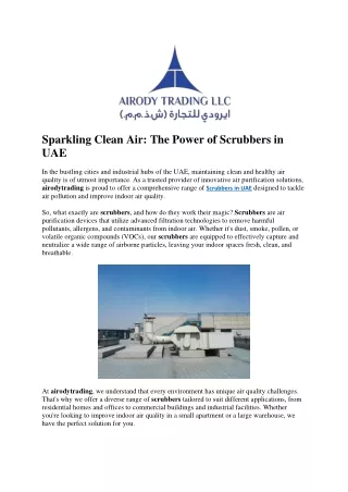 Sparkling Clean Air The Power of Scrubbers in UAE
