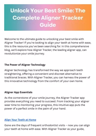 Unlock Your Best Smile: The Complete Aligner Tracker Guide