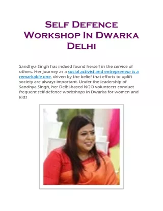 Self Defence Workshop In Dwarka Delhi