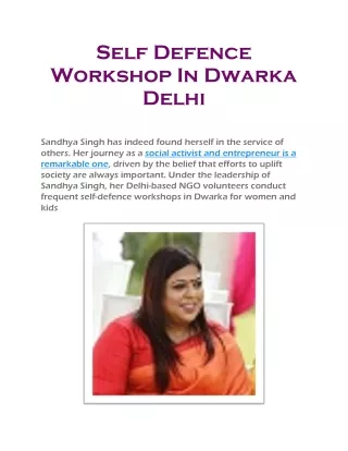 self defence workshop in dwarka delhi