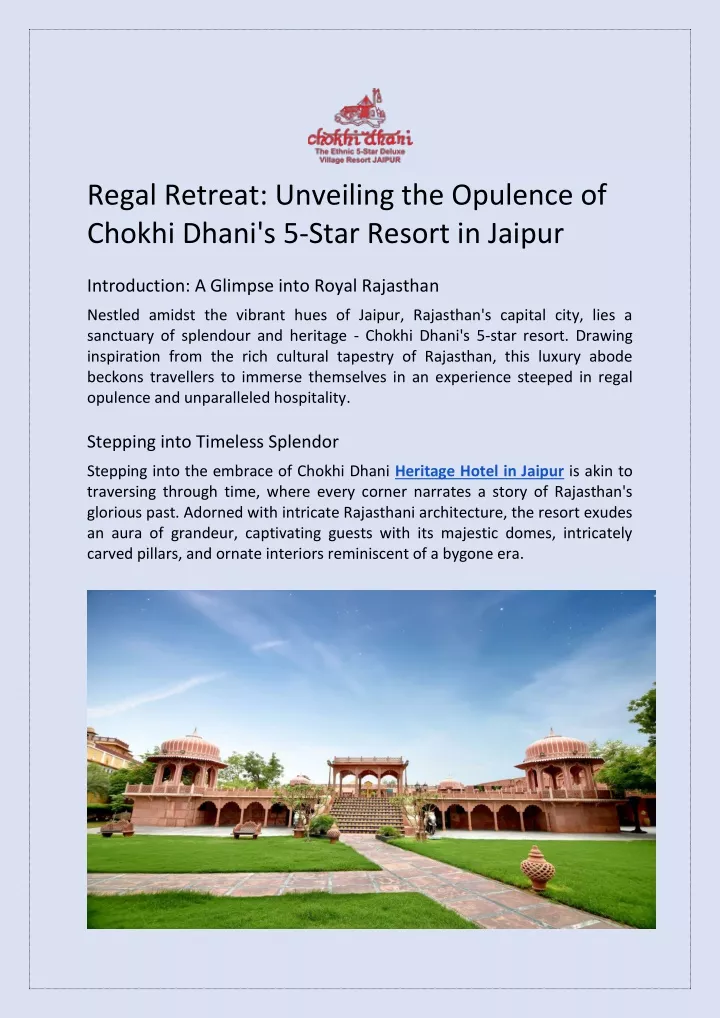 regal retreat unveiling the opulence of chokhi