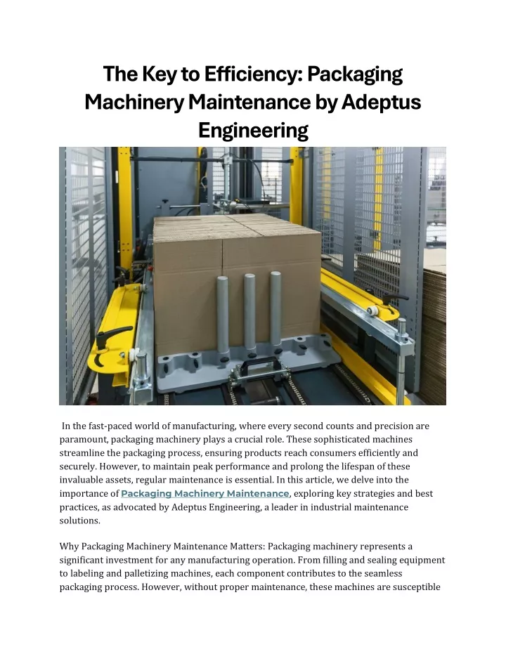 the key to efficiency packaging machinery