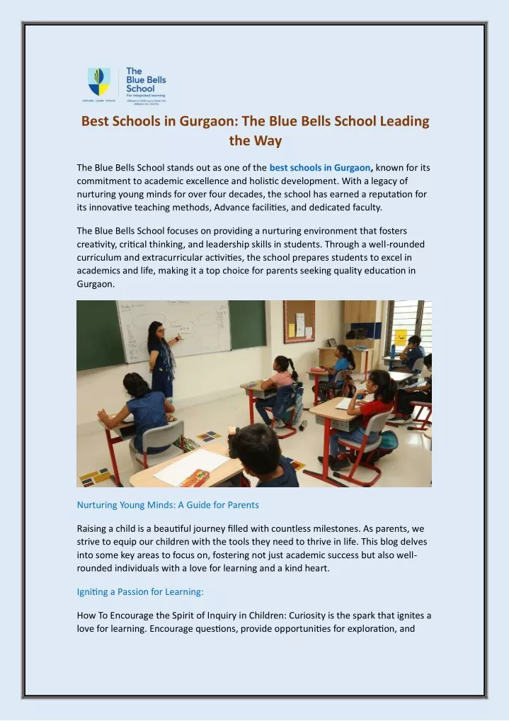 best schools in gurgaon the blue bells school