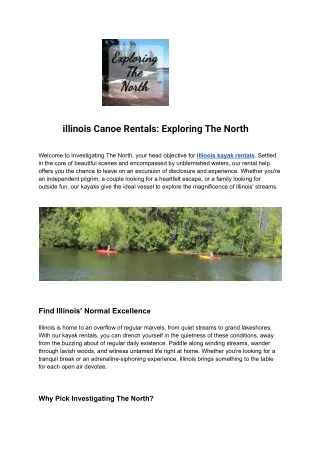 illinois Canoe Rentals Exploring The North