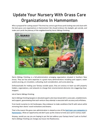 Update Your Nursery With Grass Care Organizations In Hammonton