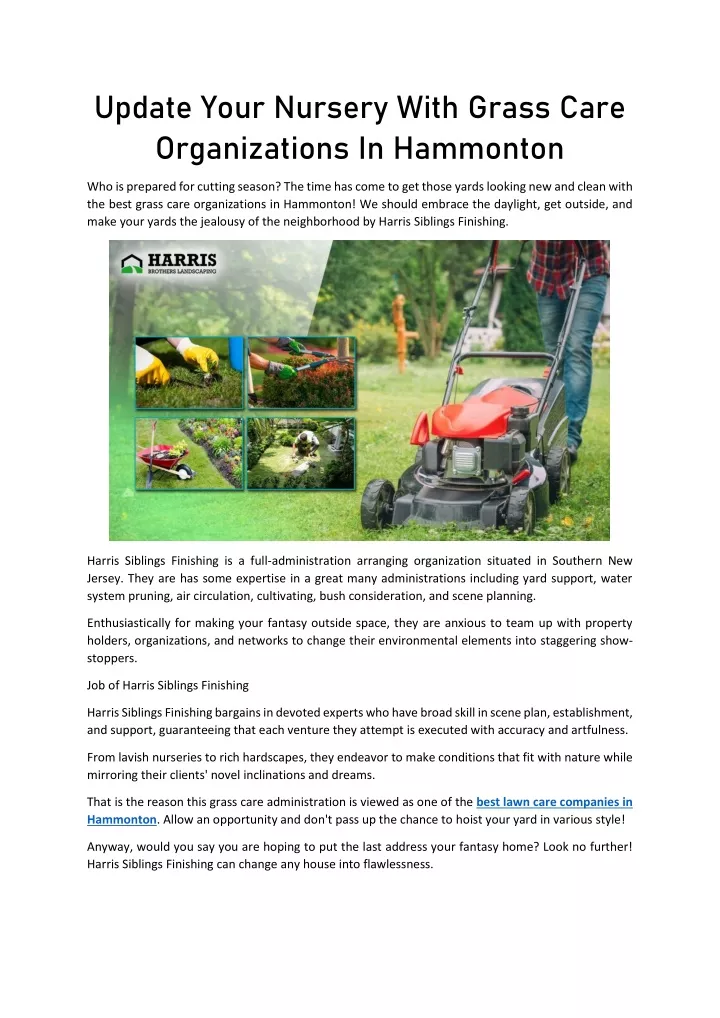 update your nursery with grass care organizations
