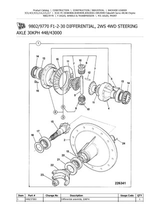 JCB 3CXC PC Sideshift Servo ARAK Engine BACKOHE LOADER Parts Catalogue Manual (Serial Number 00480988-00499999)