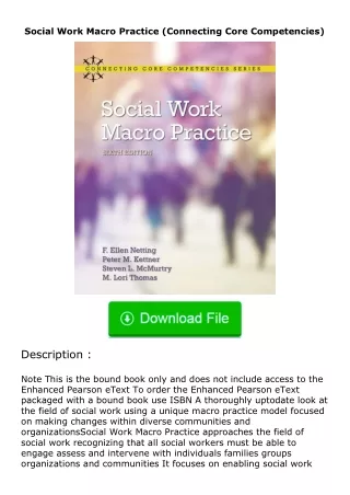 [READ]⚡PDF✔ Social Work Macro Practice (Connecting Core Competencies)