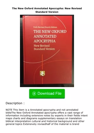 Download⚡ The New Oxford Annotated Apocrypha: New Revised Standard Version