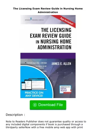 Download⚡(PDF)❤ The Licensing Exam Review Guide in Nursing Home Administration