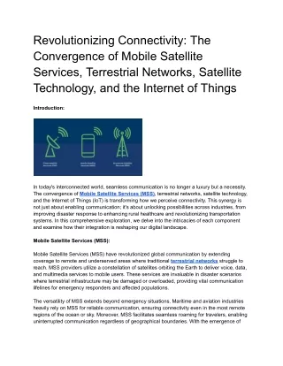 Revolutionizing Connectivity_ The Convergence of Mobile Satellite Services, Terrestrial Networks, Satellite Technology,